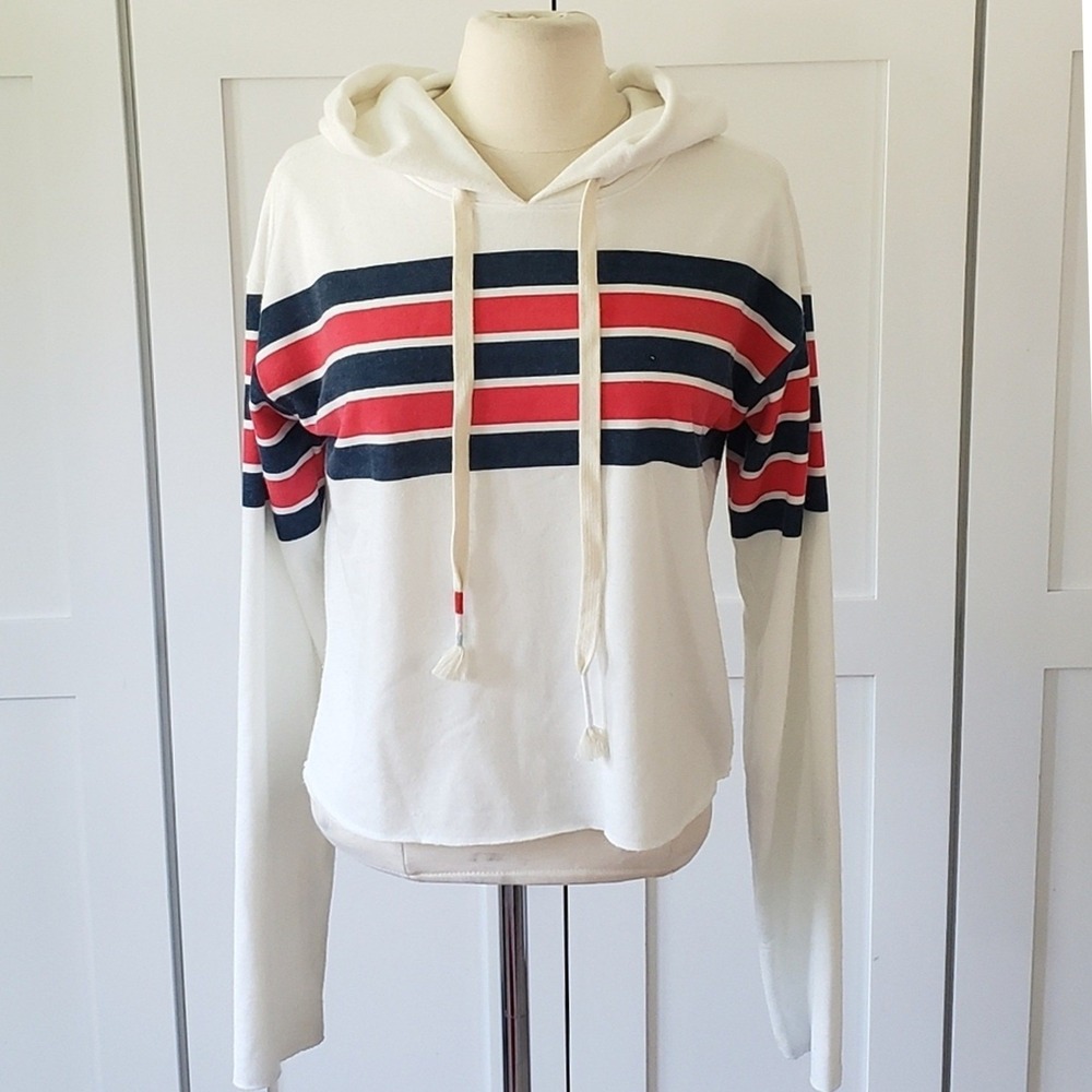 Wildfox Ivy Hoodie Womens‎ S Nautical Stripes Crop Pullover